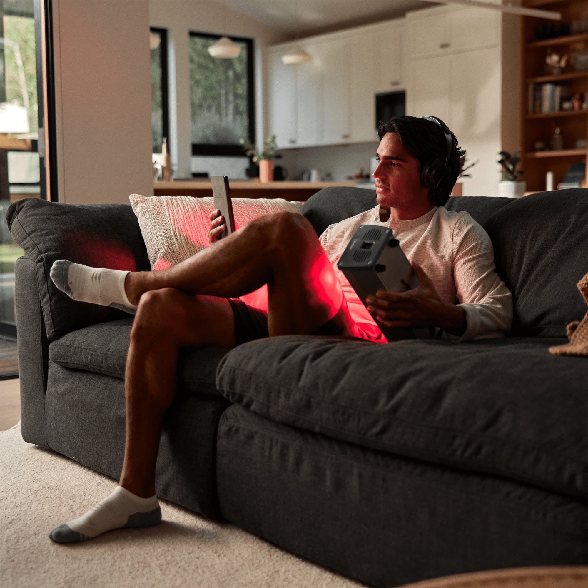 Red light therapy session lifestyle